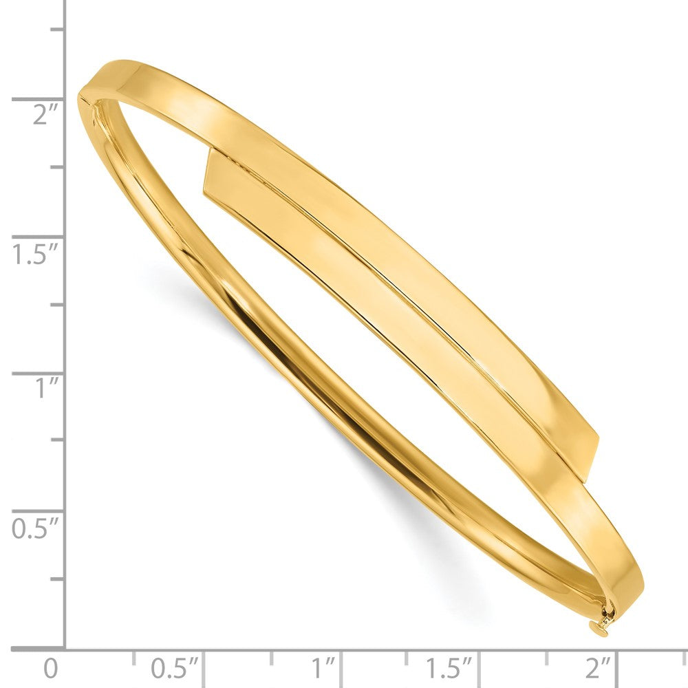 14k Yellow Goldy 2/16 Polished Overlap Hinged Bangle