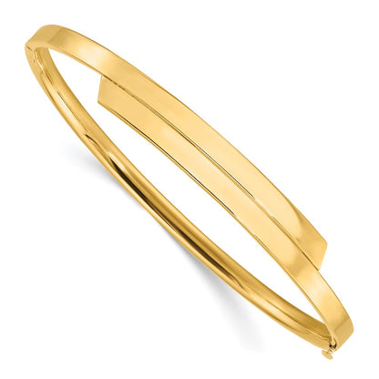 14k Yellow Goldy 2/16 Polished Overlap Hinged Bangle