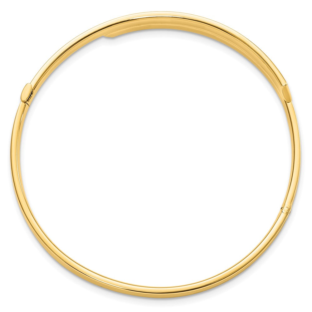 14k Yellow Goldy 2/16 Polished & Diamond-cut Overlap Hinged Bangle