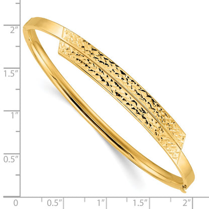 14k Yellow Goldy 2/16 Polished & Diamond-cut Overlap Hinged Bangle
