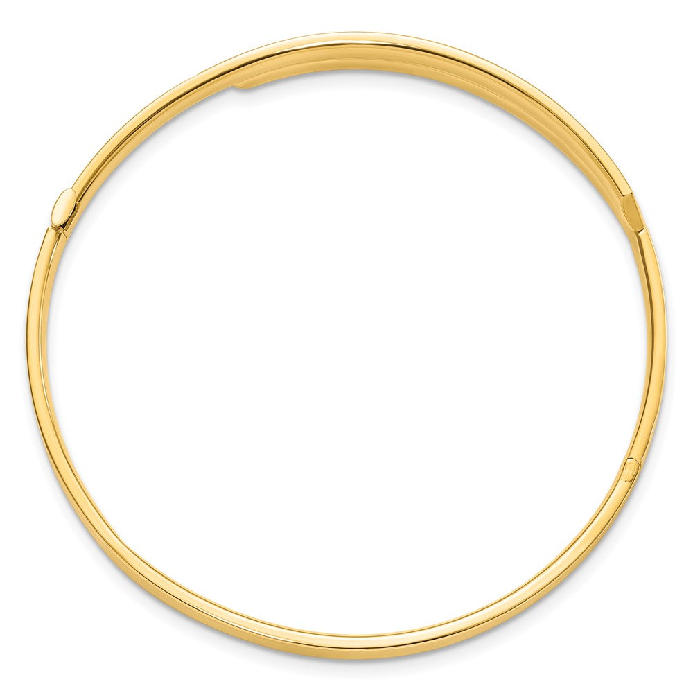 14k Yellow & Rhodium Goldy 2/16 White Rhodium Diamond-cut Overlap Hinged Bangle