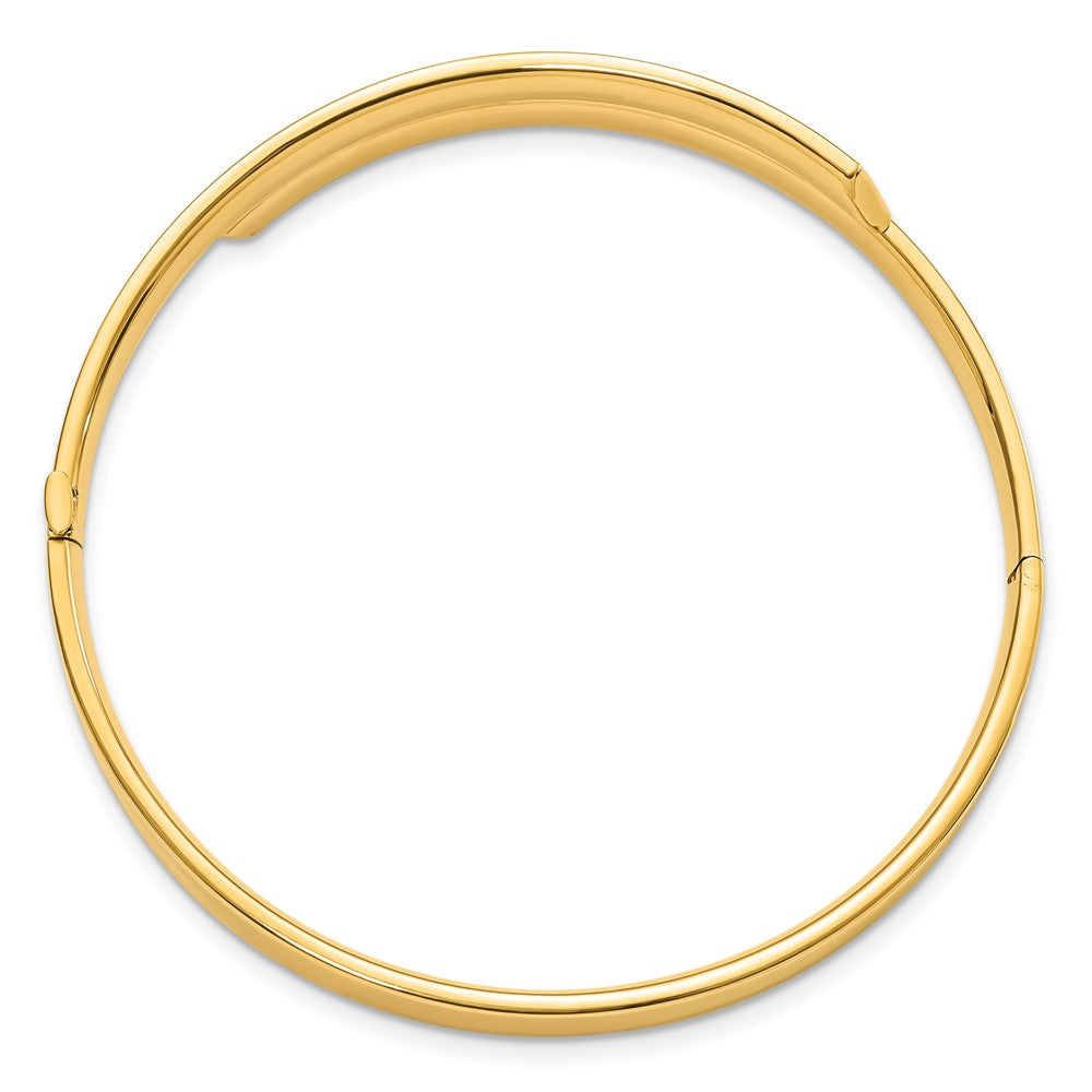 14k Yellow & Rhodium Goldy 3/16 White Rhodium Diamond-cut Overlap Hinged Bangle