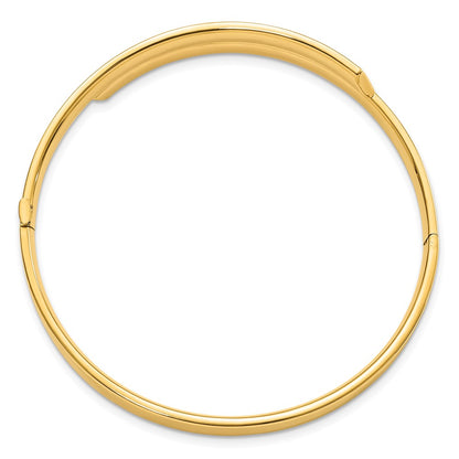 14k Yellow & Rhodium Goldy 3/16 White Rhodium Diamond-cut Overlap Hinged Bangle