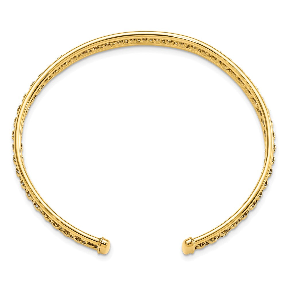 14k Yellow Gold Polished & Textured Cuff Bangle