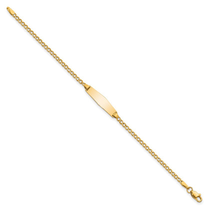 14k Semi-solid Soft Diamond Shape Cuban ID Bracelet
