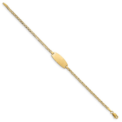 14k Semi-Solid Oval Anchor ID Bracelet