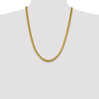 14K Yellow Gold 24 inch 6.25mm Solid Miami Cuban Link with Lobster Clasp Chain Necklace