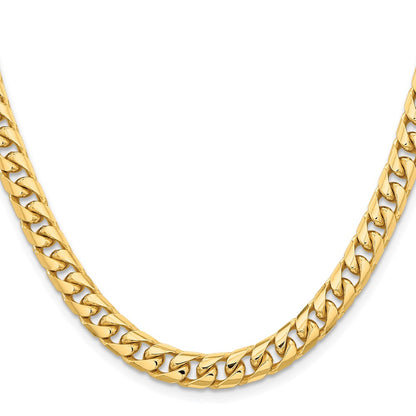 14K 22 inch 6.75mm Solid Miami Cuban Link with Lobster Clasp Chain Necklace