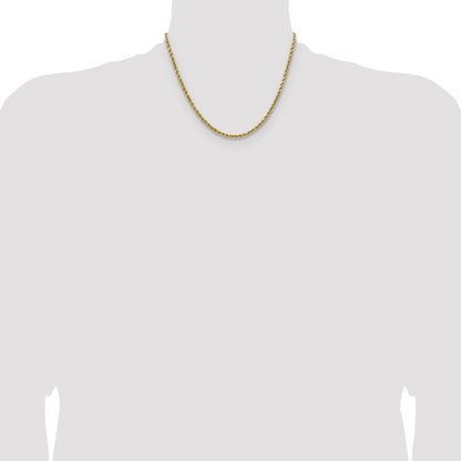 14K Yellow Gold 18 inch 2.5mm Semi Solid Diamond-cut Rope with Lobster Clasp Chain Necklace