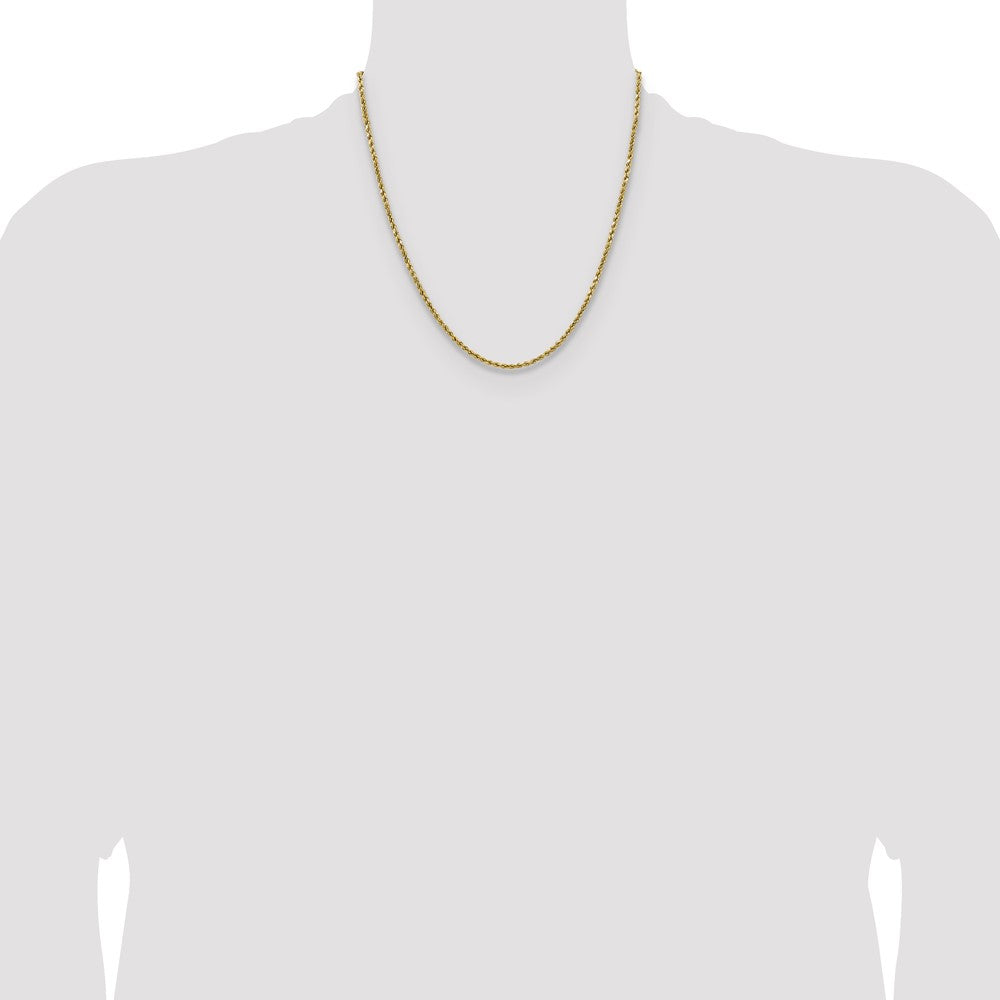 14K Yellow Gold 20 inch 2.5mm Semi Solid Diamond-cut Rope with Lobster Clasp Chain Necklace