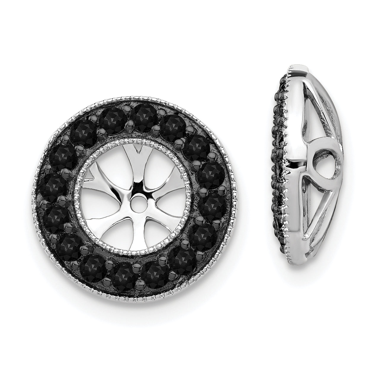 Solid 14k White Gold 3/4ct BlacK Simulated CZ Earring JacKets