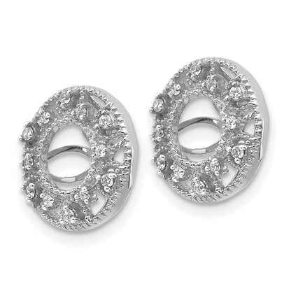Solid 14k White Gold Fancy 1ct Simulated CZ Earring JacKets