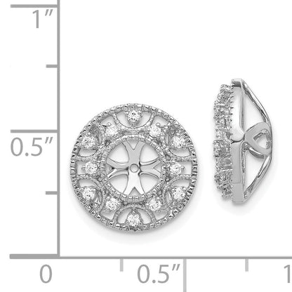 Solid 14k White Gold Simulated CZ Earring JacKets