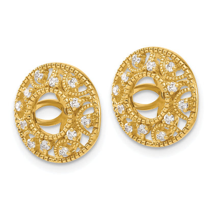 Solid 14k Yellow Gold Fancy Simulated CZ Earring JacKets