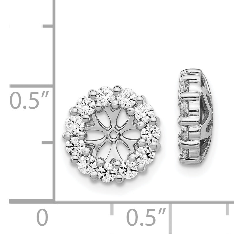 Solid 14k White Gold Simulated CZ Earring JacKets