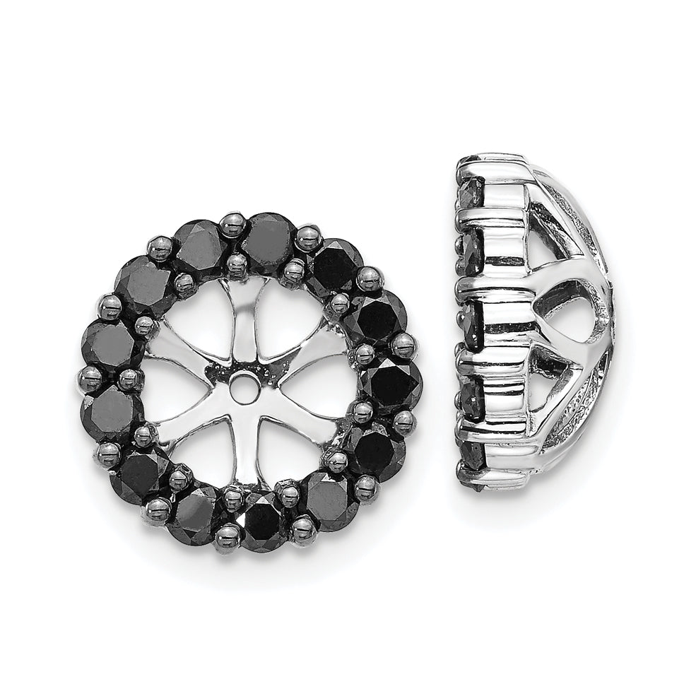 Solid 14k White Gold BlacK Simulated CZ Earring JacKets