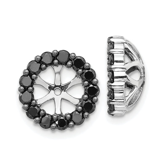 Solid 14k White Gold BlacK Simulated CZ Earring JacKets