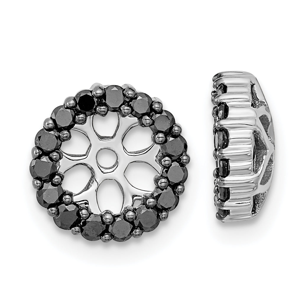 Solid 14k White Gold BlacK Simulated CZ Earring JacKets