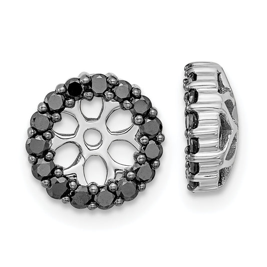 Solid 14k White Gold BlacK Simulated CZ Earring JacKets