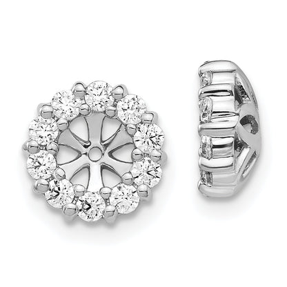 Solid 14k White Gold Simulated CZ Earring JacKets