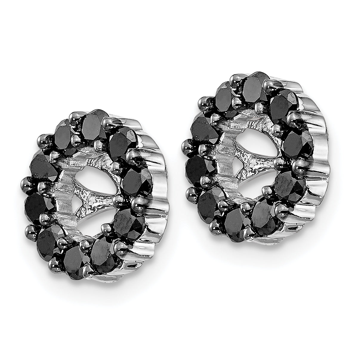 Solid 14k White Gold BlacK Simulated CZ Earring JacKets