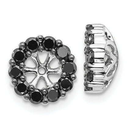 Solid 14k White Gold BlacK Simulated CZ Earring JacKets