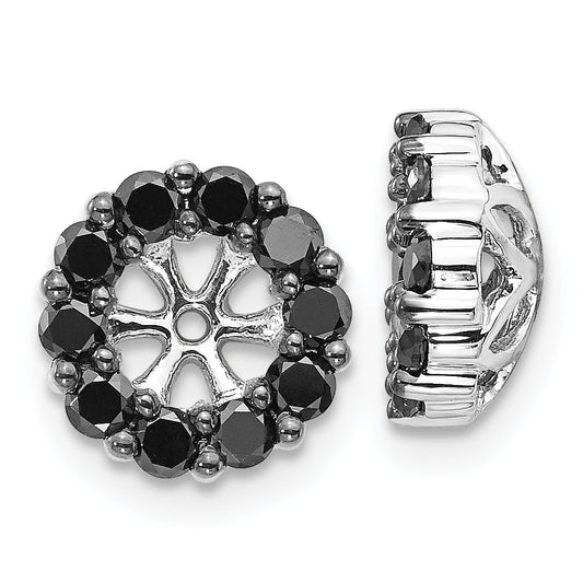 Solid 14k White Gold BlacK Simulated CZ Earring JacKets