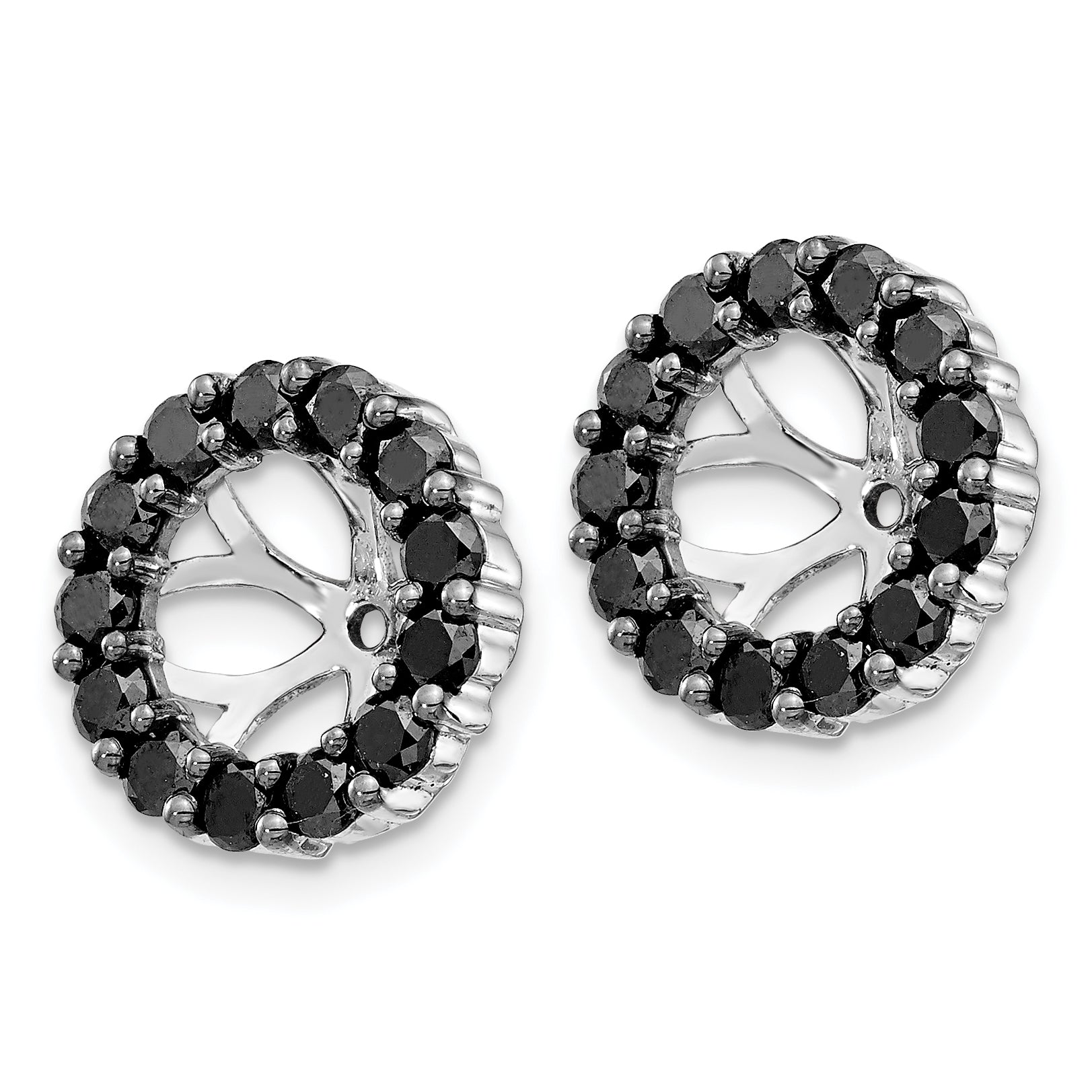 Solid 14k White Gold BlacK Simulated CZ Earring JacKets
