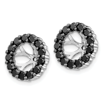 Solid 14k White Gold BlacK Simulated CZ Earring JacKets