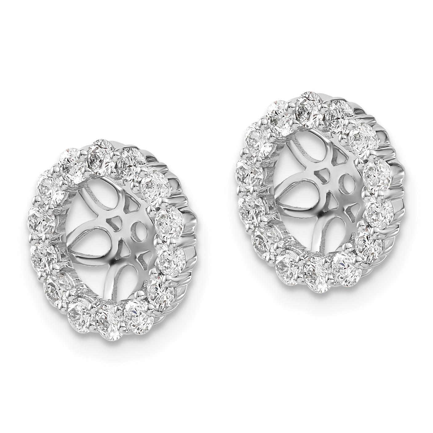 Solid 14k White Gold Simulated CZ Earring JacKets