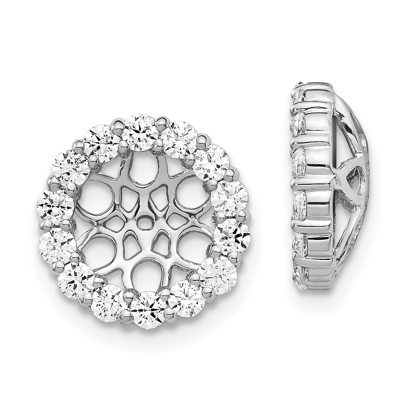 Solid 14k White Gold Simulated CZ Earring JacKets