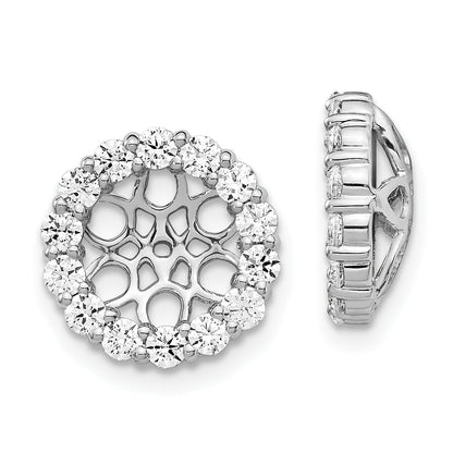 Solid 14k White Gold Simulated CZ Earring JacKets
