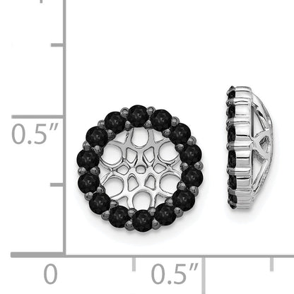 Solid 14k White Gold BlacK Simulated CZ Earring JacKets