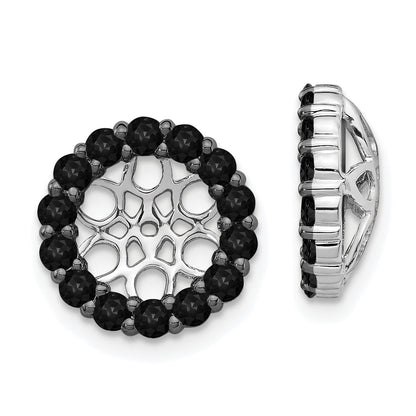 Solid 14k White Gold BlacK Simulated CZ Earring JacKets