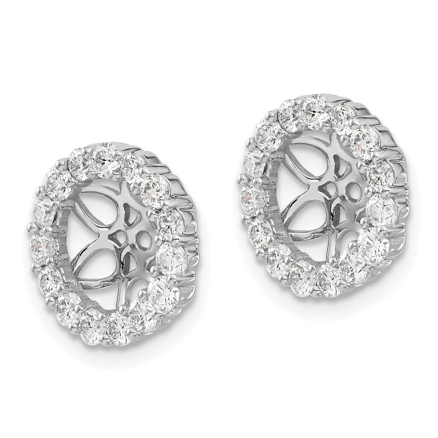 Solid 14k White Gold Simulated CZ Earring JacKets