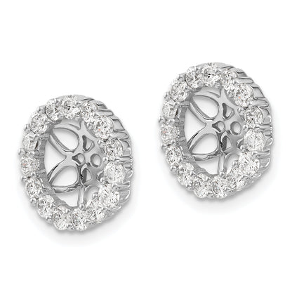 Solid 14k White Gold Simulated CZ Earring JacKets