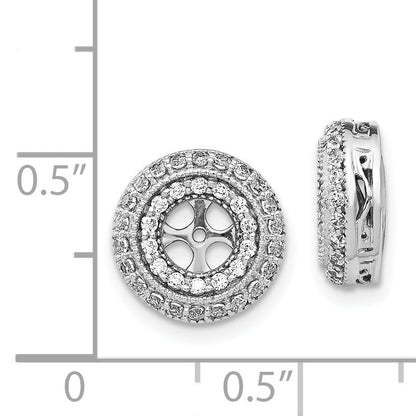 Solid 14k White Gold Fancy Simulated CZ Earring JacKets