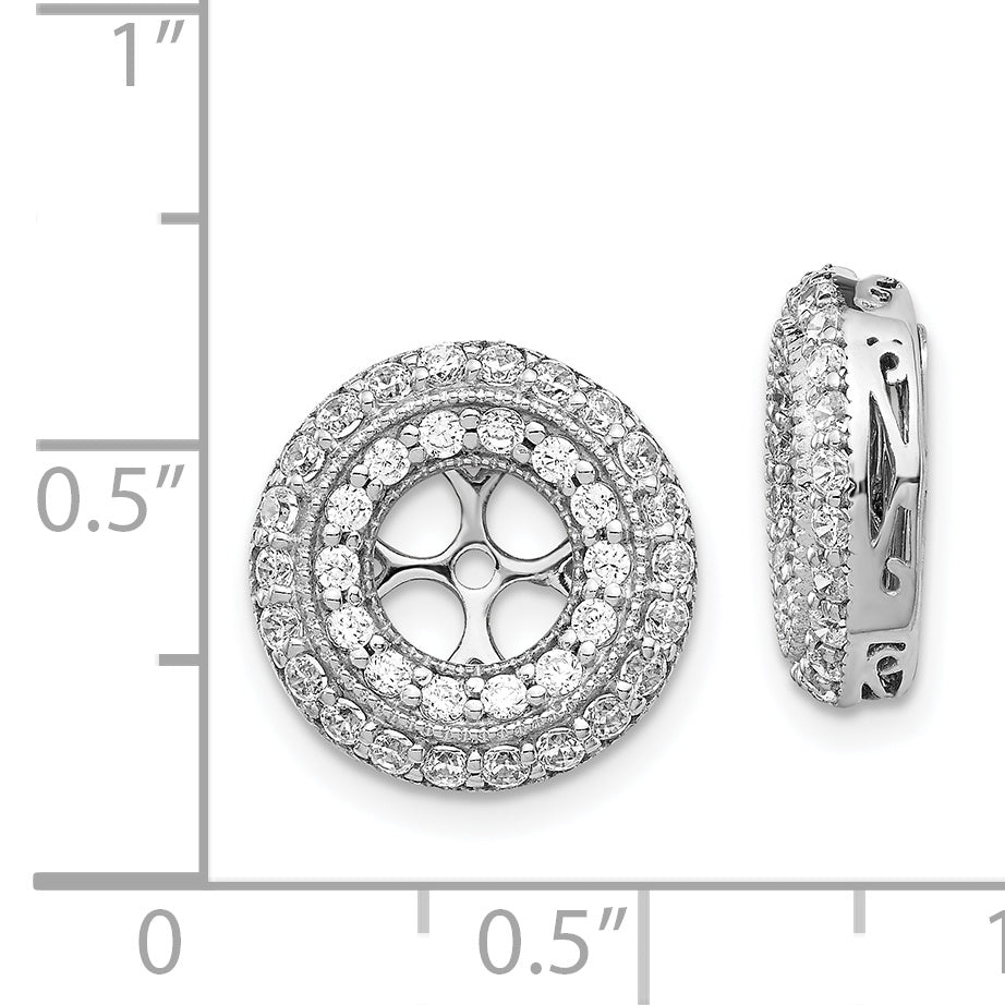 Solid 14k White Gold Fancy Simulated CZ Earring JacKets