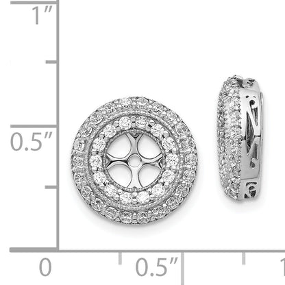 Solid 14k White Gold Fancy Simulated CZ Earring JacKets