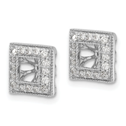 Solid 14k White Gold Simulated CZ Square JacKet Earrings