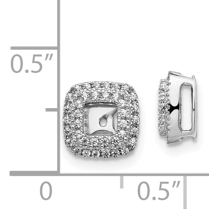 Solid 14k White Gold Simulated CZ Square Earring JacKets