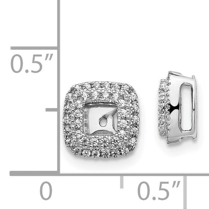 Solid 14k White Gold Simulated CZ Square Earring JacKets