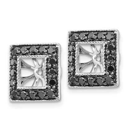 Solid 14k White Gold BlacK Simulated CZ Square JacKet Earrings