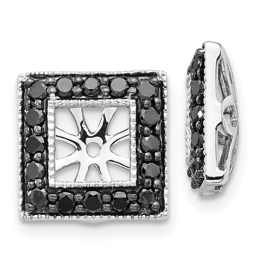 Solid 14k White Gold BlacK Simulated CZ Square JacKet Earrings