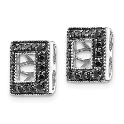 Solid 14k White Gold BlacK Simulated CZ Square JacKet Earrings