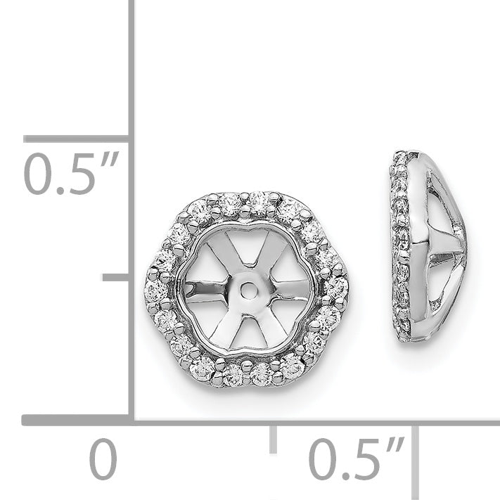 Solid 14k White Gold Simulated CZ Earring JacKets