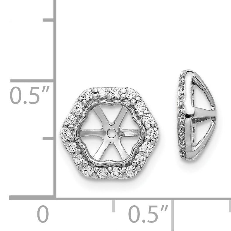 Solid 14k White Gold Simulated CZ Earring JacKets