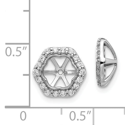 Solid 14k White Gold Simulated CZ Earring JacKets