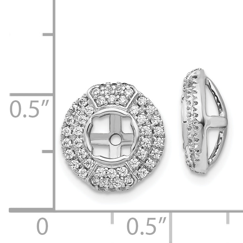 Solid 14k White Gold Simulated CZ Round Earring JacKets