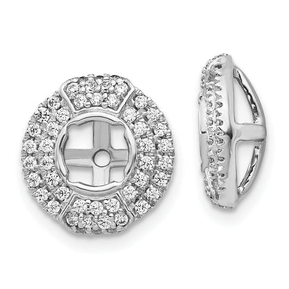 Solid 14k White Gold Simulated CZ Round Earring JacKets